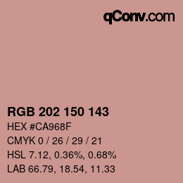 カラーコード: RGB 202 150 143 | qconv.com