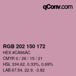 Color code: RGB 202 150 172 | qconv.com