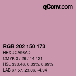 Color code: RGB 202 150 173 | qconv.com