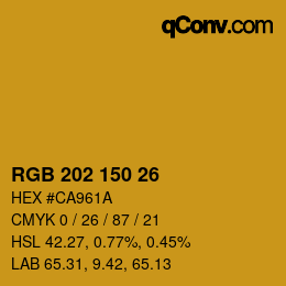 Color code: RGB 202 150 26 | qconv.com