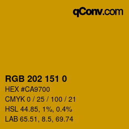 Color code: RGB 202 151 0 | qconv.com