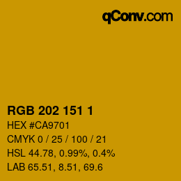 カラーコード: RGB 202 151 1 | qconv.com