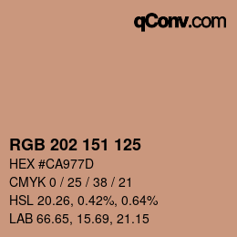 Color code: RGB 202 151 125 | qconv.com