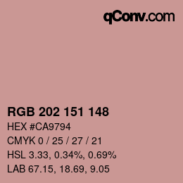 Color code: RGB 202 151 148 | qconv.com