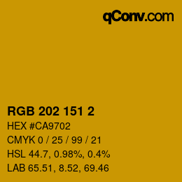 カラーコード: RGB 202 151 2 | qconv.com