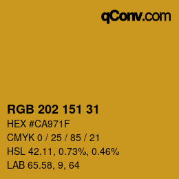 Color code: RGB 202 151 31 | qconv.com