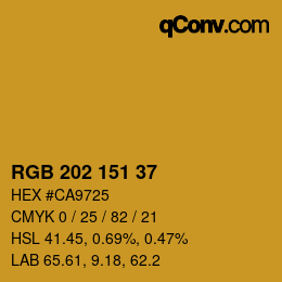 Color code: RGB 202 151 37 | qconv.com