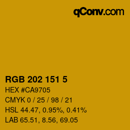 カラーコード: RGB 202 151 5 | qconv.com
