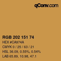 颜色代码: RGB 202 151 74 | qconv.com