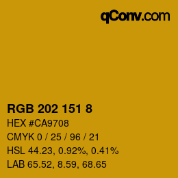 颜色代码: RGB 202 151 8 | qconv.com