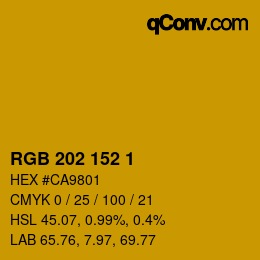 Color code: RGB 202 152 1 | qconv.com