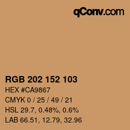 カラーコード: RGB 202 152 103 | qconv.com