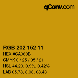 カラーコード: RGB 202 152 11 | qconv.com