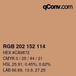 颜色代码: RGB 202 152 114 | qconv.com