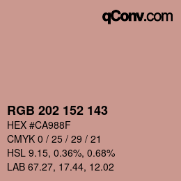 カラーコード: RGB 202 152 143 | qconv.com