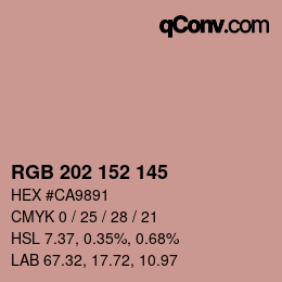 Color code: RGB 202 152 145 | qconv.com