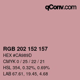 カラーコード: RGB 202 152 157 | qconv.com