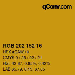 カラーコード: RGB 202 152 16 | qconv.com