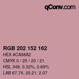 颜色代码: RGB 202 152 162 | qconv.com