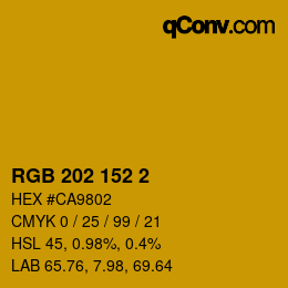カラーコード: RGB 202 152 2 | qconv.com