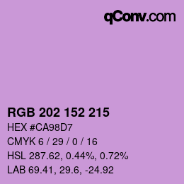 カラーコード: RGB 202 152 215 | qconv.com