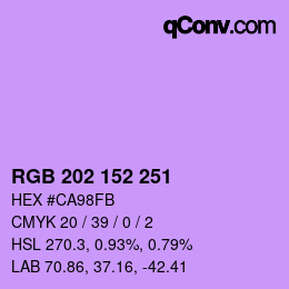カラーコード: RGB 202 152 251 | qconv.com