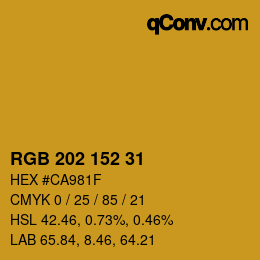Color code: RGB 202 152 31 | qconv.com