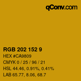 カラーコード: RGB 202 152 9 | qconv.com