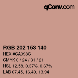 Color code: RGB 202 153 140 | qconv.com