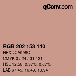 カラーコード: RGB 202 153 140 | qconv.com