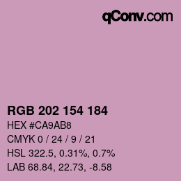 Código de color: RGB 202 154 184 | qconv.com