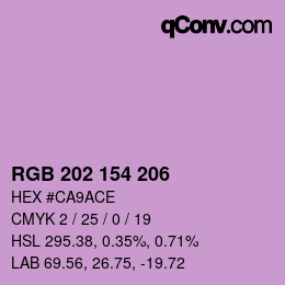 颜色代码: RGB 202 154 206 | qconv.com