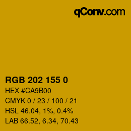 颜色代码: RGB 202 155 0 | qconv.com