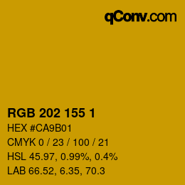 カラーコード: RGB 202 155 1 | qconv.com