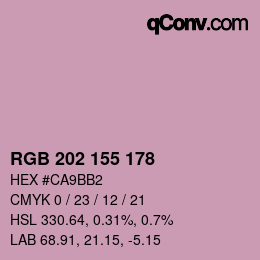 颜色代码: RGB 202 155 178 | qconv.com
