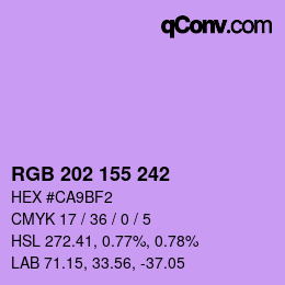 カラーコード: RGB 202 155 242 | qconv.com