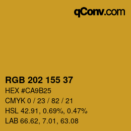 カラーコード: RGB 202 155 37 | qconv.com