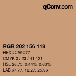 颜色代码: RGB 202 156 119 | qconv.com