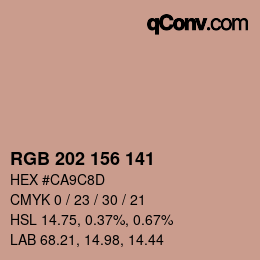 颜色代码: RGB 202 156 141 | qconv.com