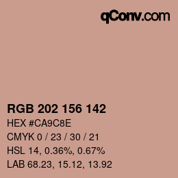 カラーコード: RGB 202 156 142 | qconv.com