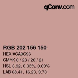 颜色代码: RGB 202 156 150 | qconv.com