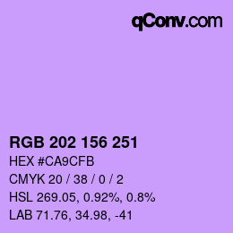 カラーコード: RGB 202 156 251 | qconv.com
