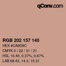 Color code: RGB 202 157 140 | qconv.com