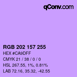 Color code: RGB 202 157 255 | qconv.com