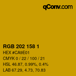 カラーコード: RGB 202 158 1 | qconv.com