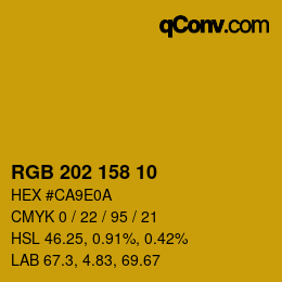 カラーコード: RGB 202 158 10 | qconv.com