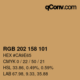 カラーコード: RGB 202 158 101 | qconv.com