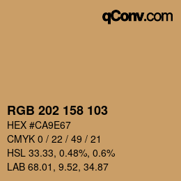 Color code: RGB 202 158 103 | qconv.com