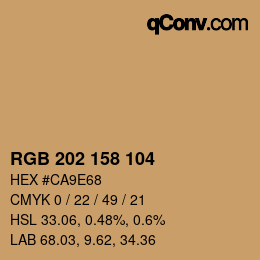 颜色代码: RGB 202 158 104 | qconv.com