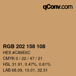 カラーコード: RGB 202 158 108 | qconv.com